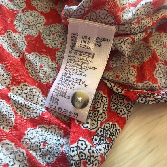 Maeve Anthropologie Red Floral Pleated Ruffle Tank - Picture 6 of 7